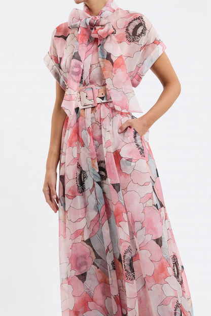 Telina Floral Belted Maxi Dress