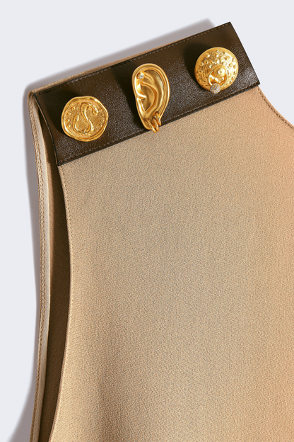 Tenley Buttoned Sleeveless Belted Midi Dress - Khaki
