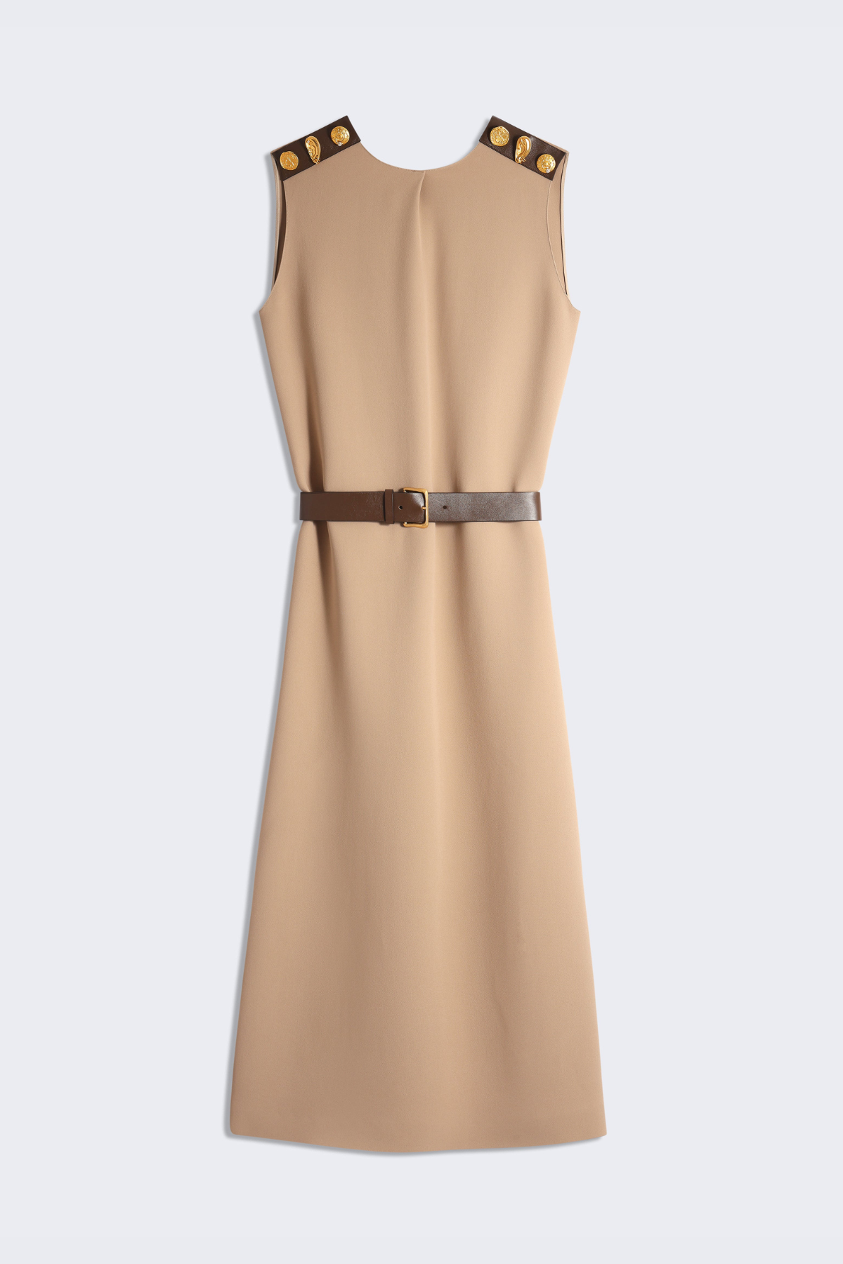 Tenley Buttoned Sleeveless Belted Midi Dress - Khaki