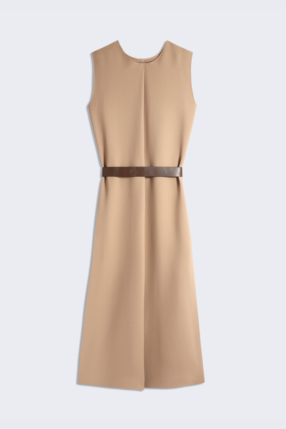Tenley Buttoned Sleeveless Belted Midi Dress - Khaki