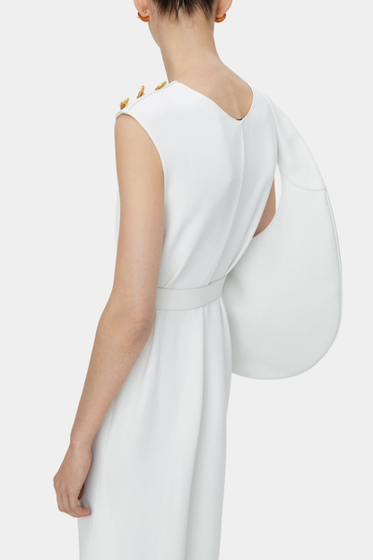 Tenley Buttoned Sleeveless Belted Midi Dress - White