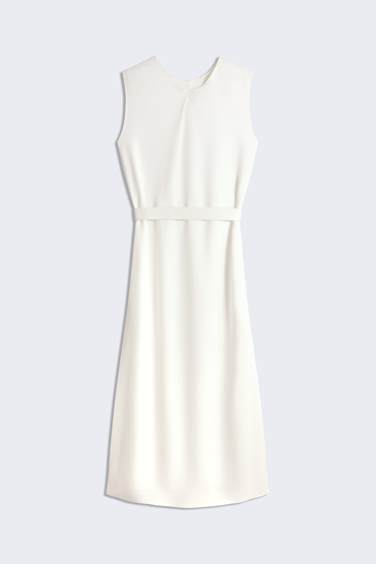 Tenley Buttoned Sleeveless Belted Midi Dress - White