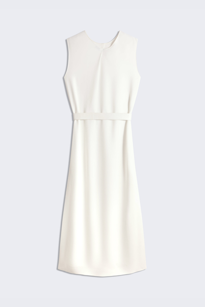 Tenley Buttoned Sleeveless Belted Midi Dress - White