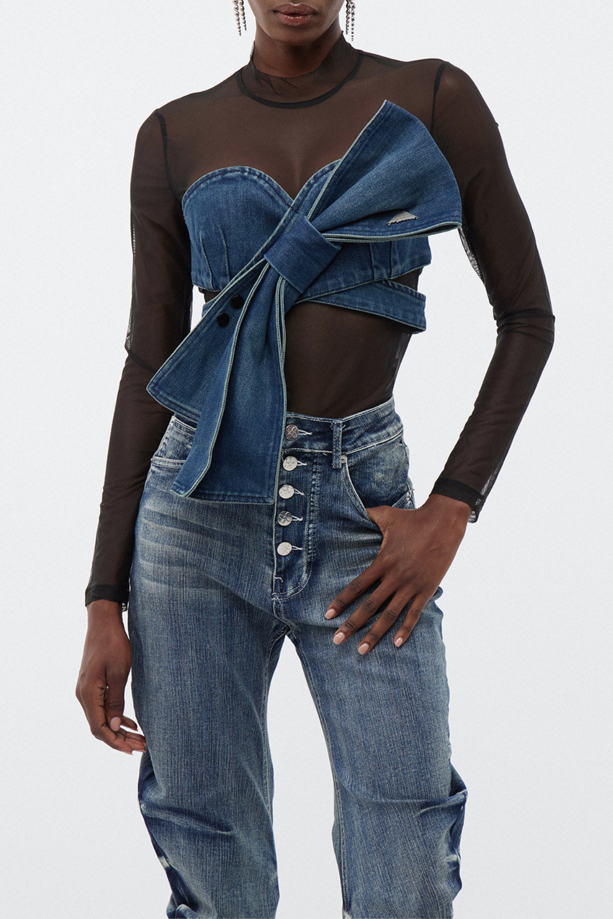 Tessa Bow Denim Top