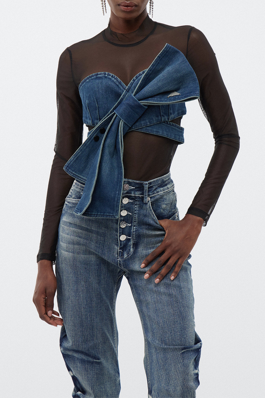 Tessa Bow Denim Top
