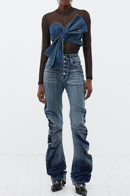 Tessa Bow Denim Top
