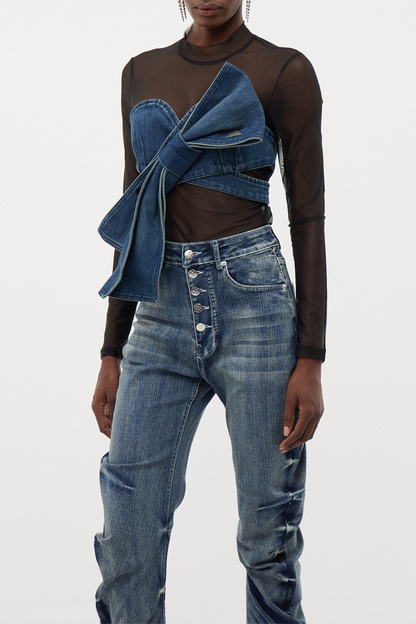 Tessa Bow Denim Top