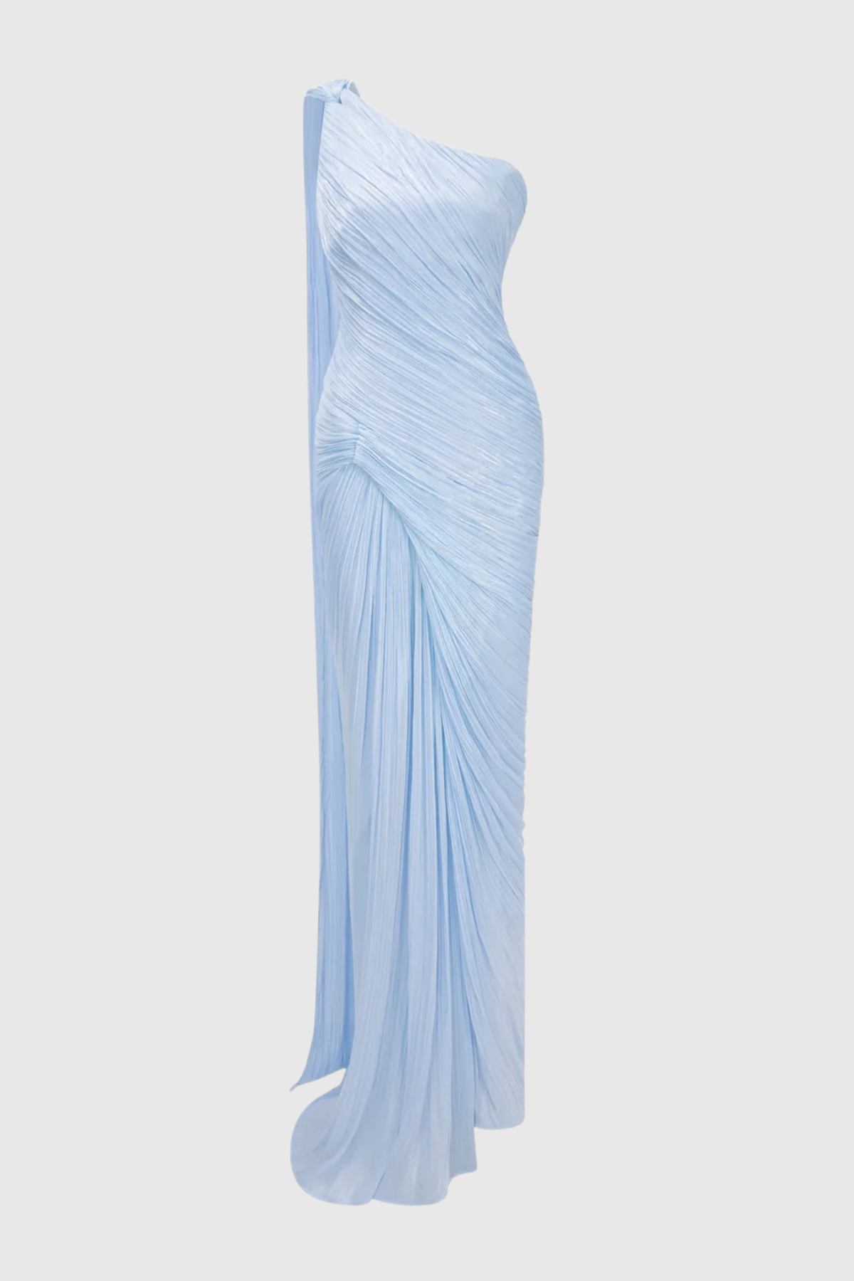 Thalassa One Shoulder Asymmetrical Pleated Maxi Dress - Blue