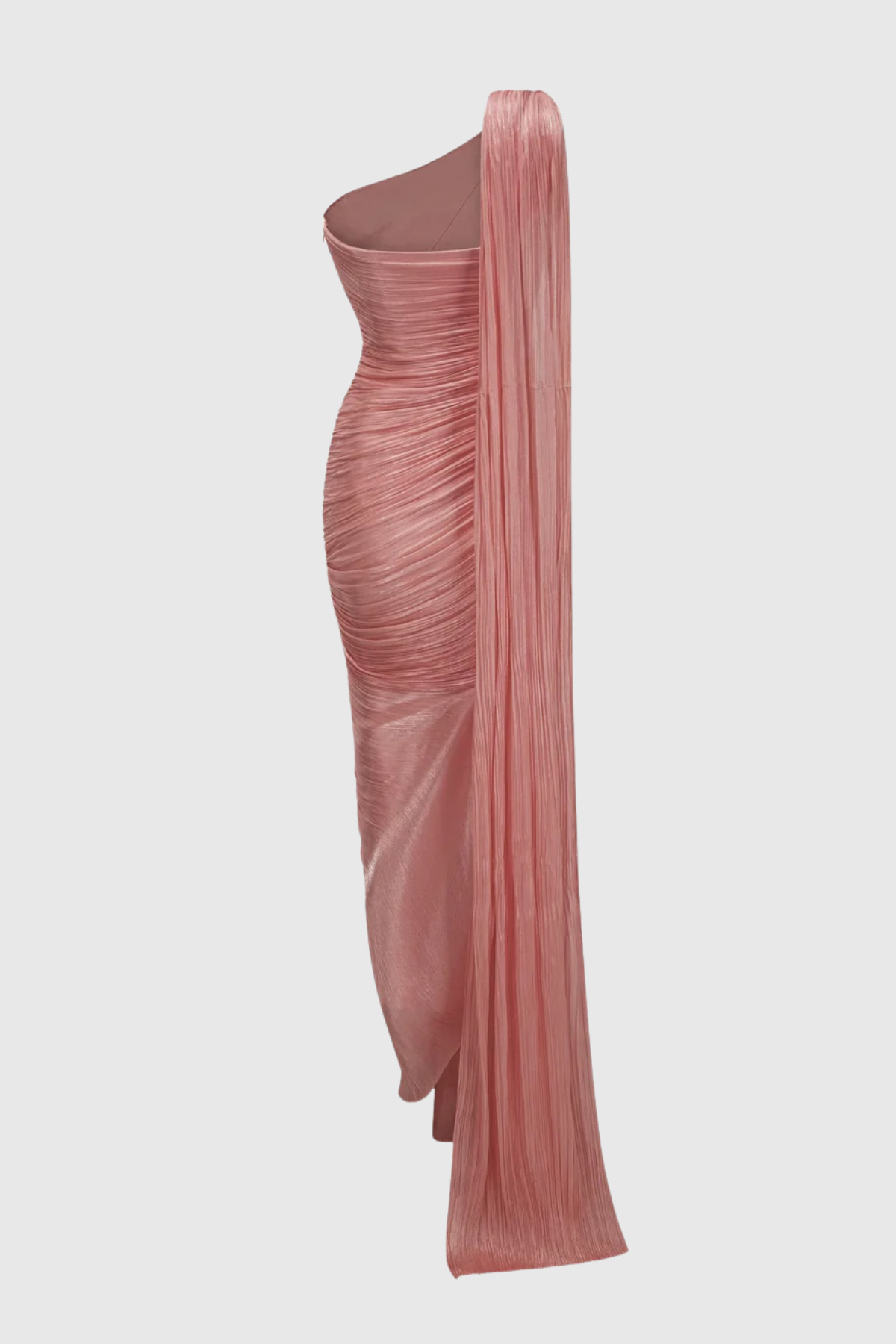 Thalassa One Shoulder Asymmetrical Pleated Maxi Dress - Pink