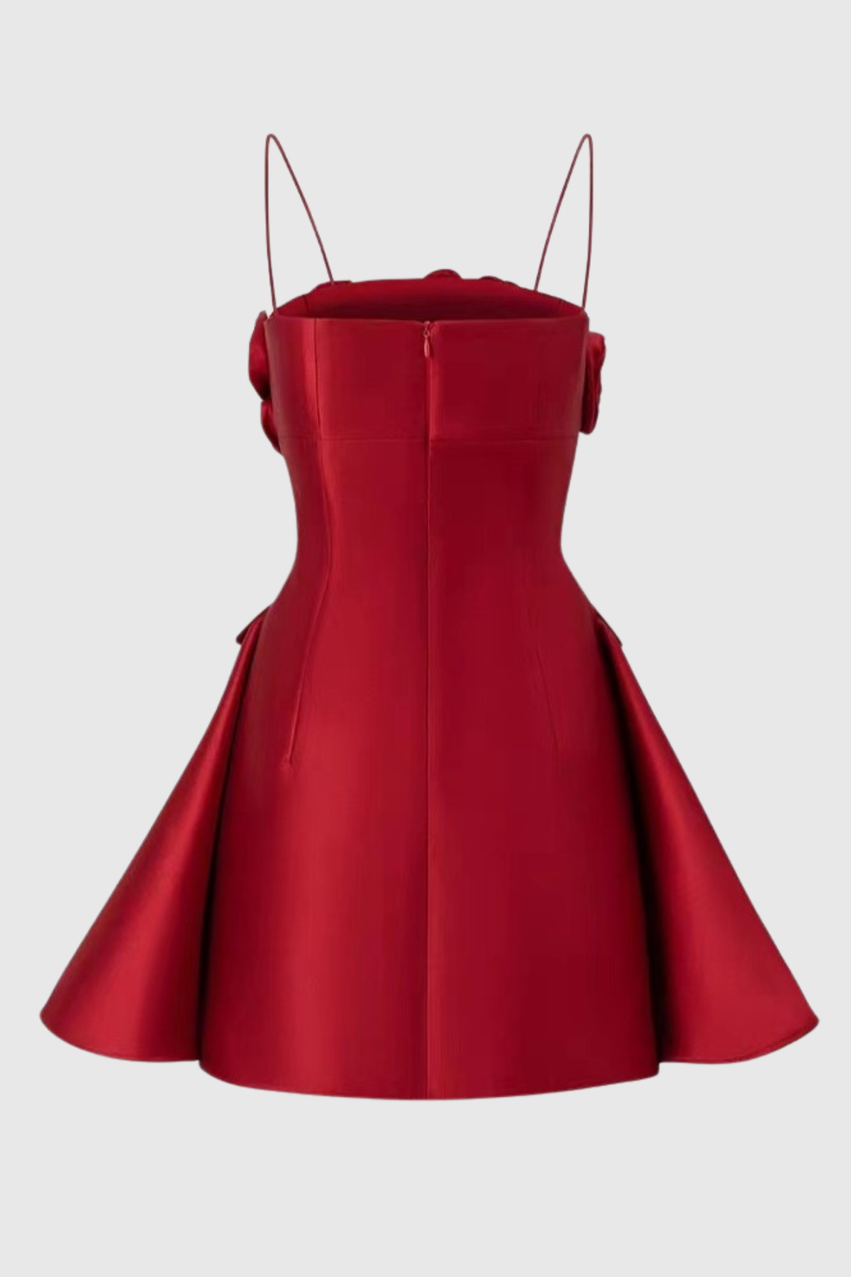 Thistle Floral Appliqué A-line Satin Mini Dress