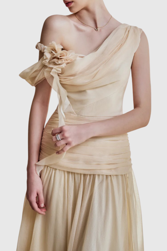 Tibera Off Shoulder Floral Ruched Maxi Dress