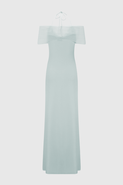 Tidiana Mesh Off Shoulder Maxi Dress - Blue