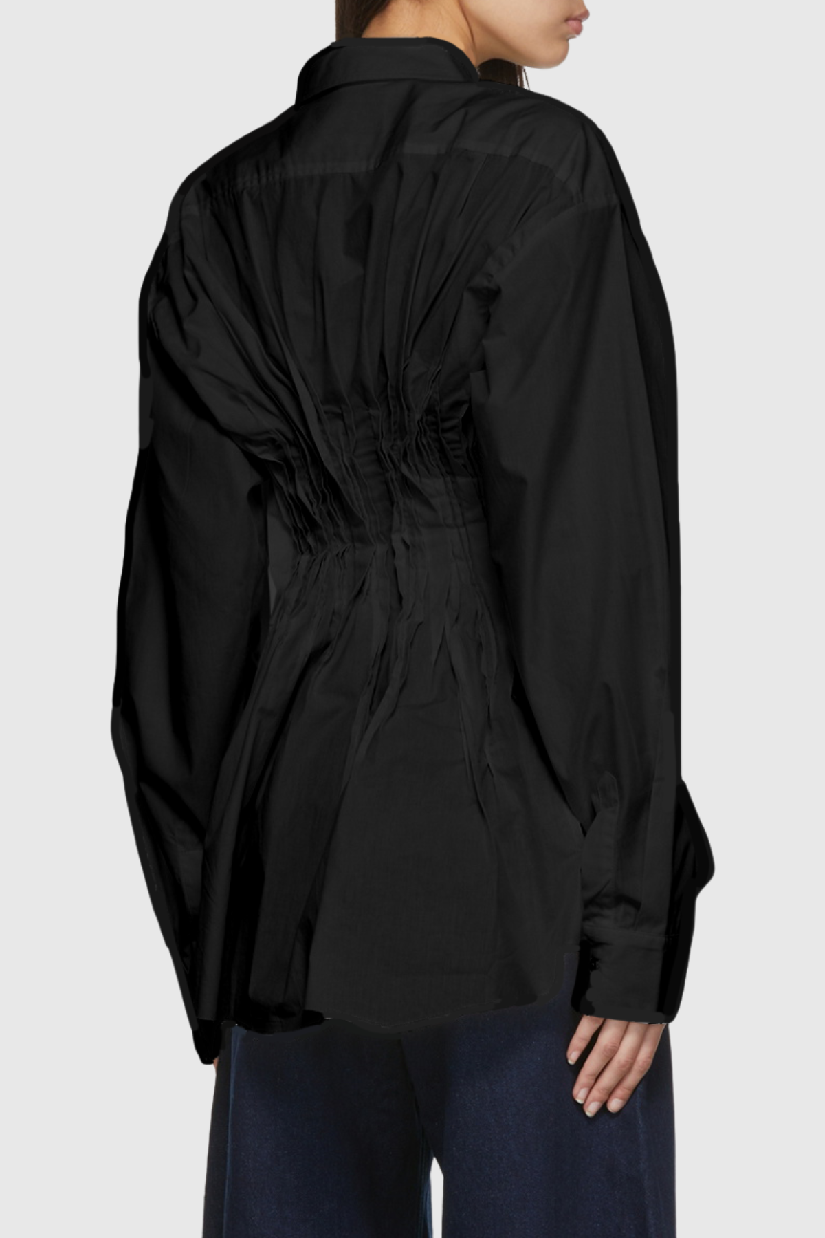 Tierna Cinch Pleated Shirt - Black