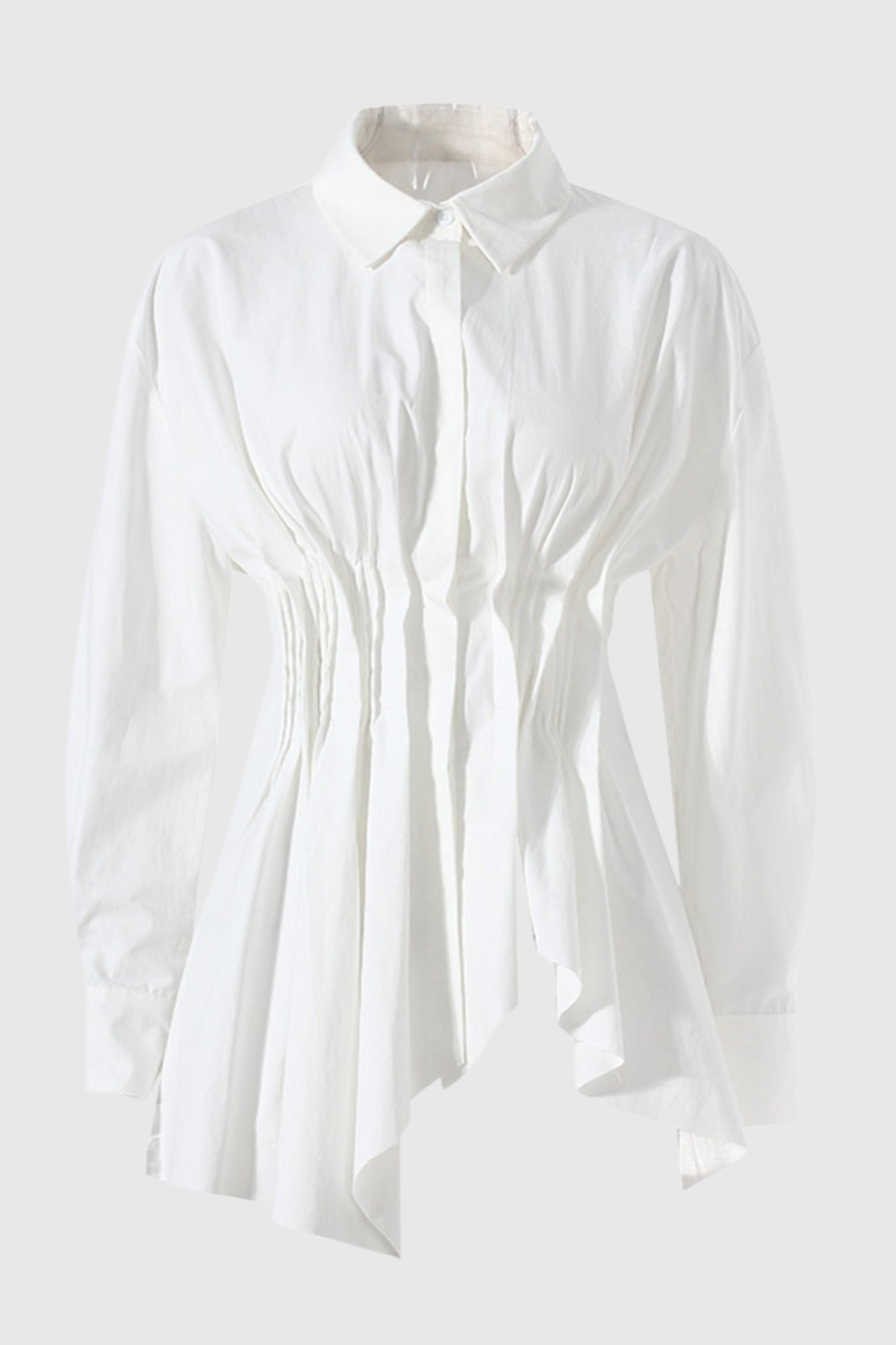 Tierna Cinch Pleated Shirt - White