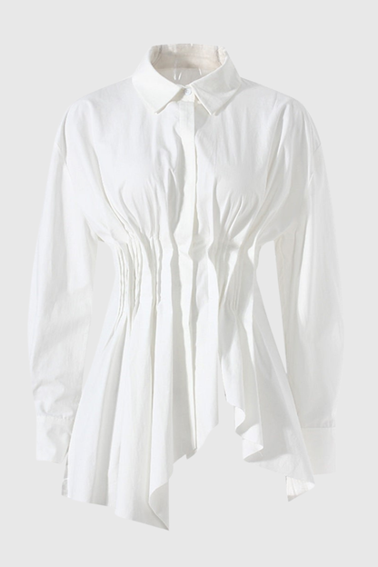 Tierna Cinch Pleated Shirt - White