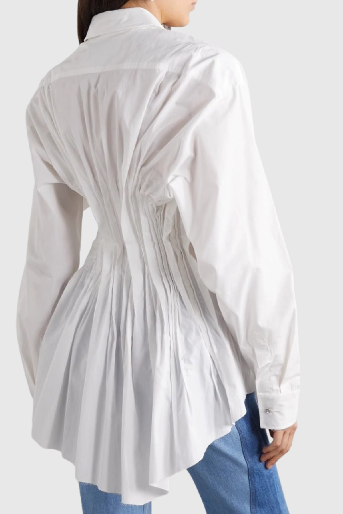 Tierna Cinch Pleated Shirt - White