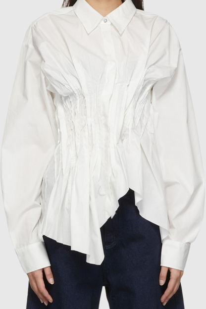 Tierna Cinch Pleated Shirt - White