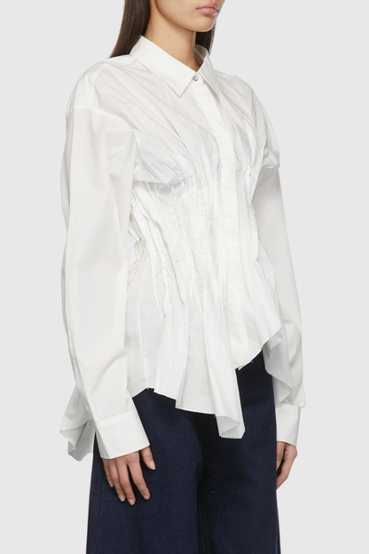 Tierna Cinch Pleated Shirt - White