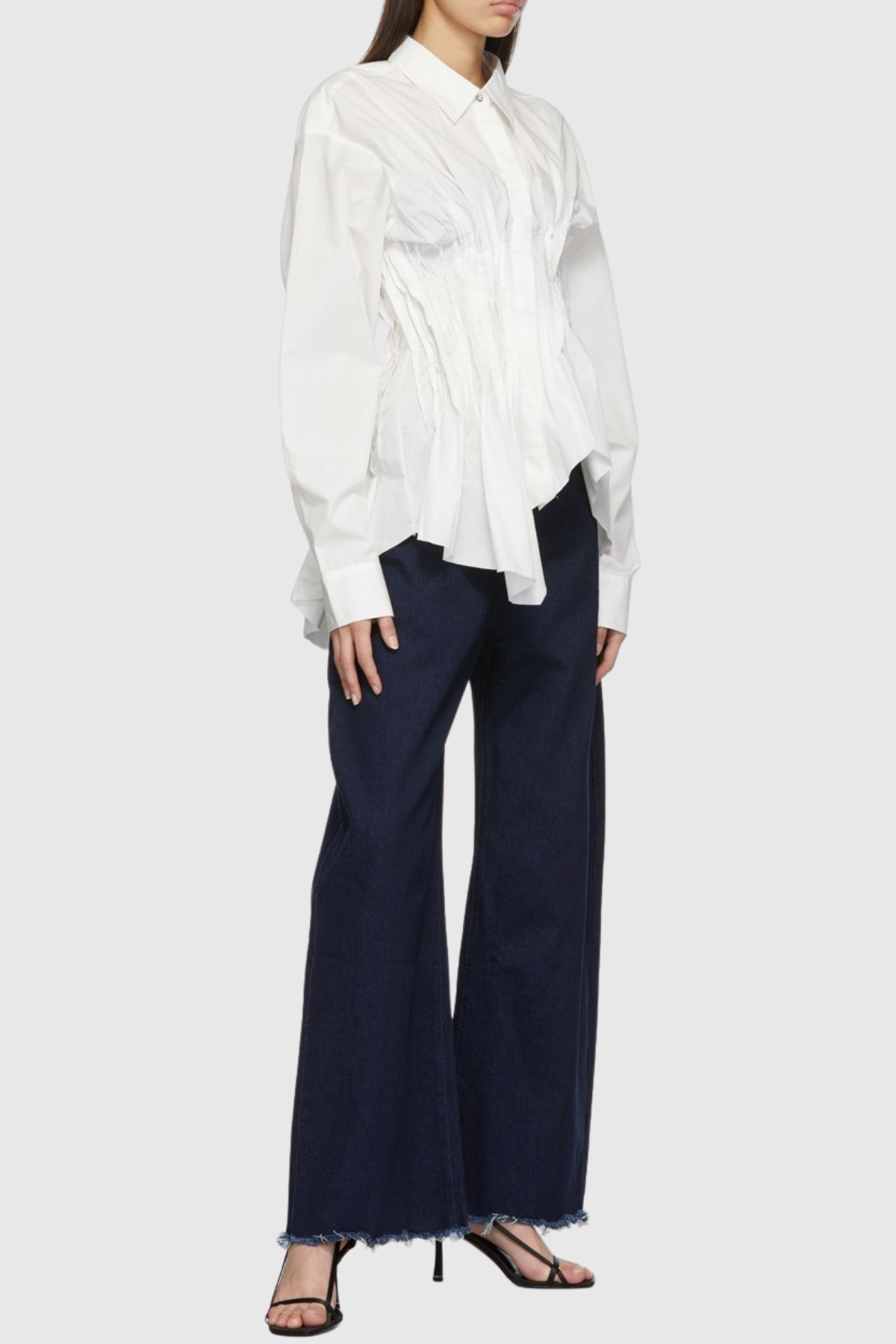 Tierna Cinch Pleated Shirt - White