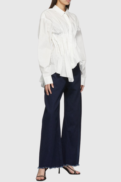 Tierna Cinch Pleated Shirt - White