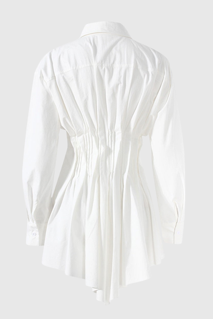 Tierna Cinch Pleated Shirt - White
