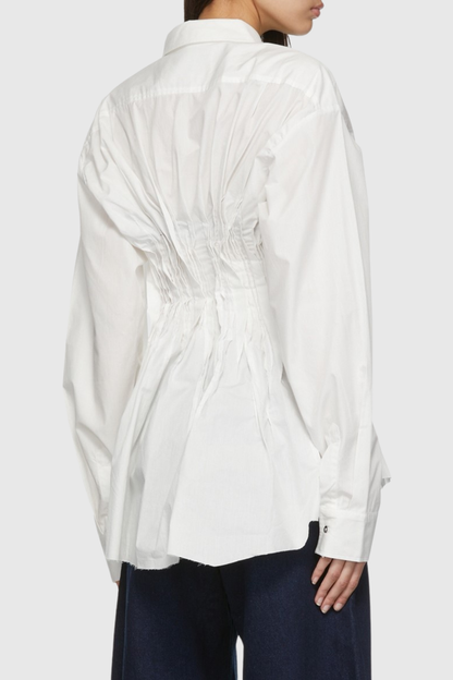 Tierna Cinch Pleated Shirt - White