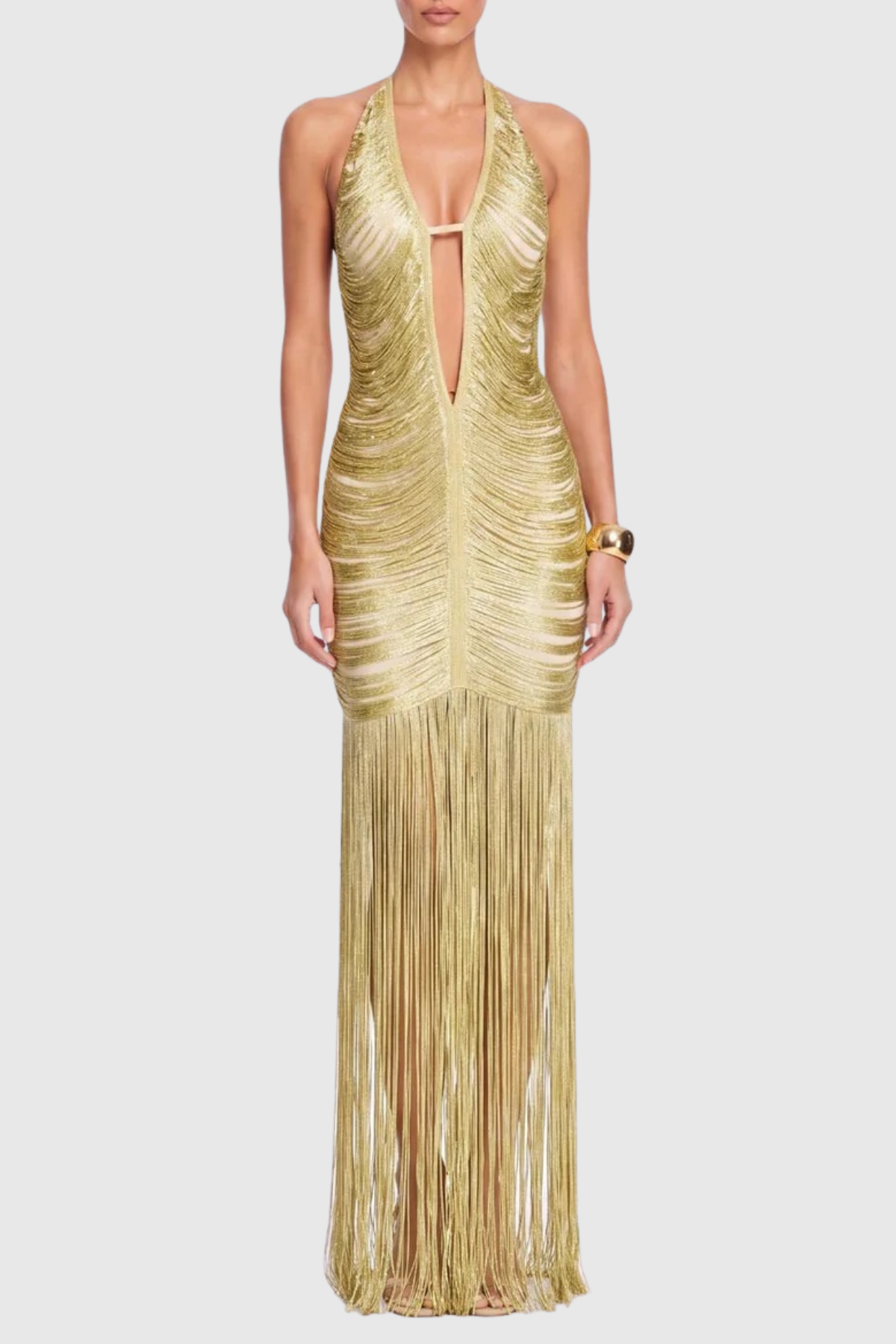 Tigerlia Halter Fringe Maxi Dress