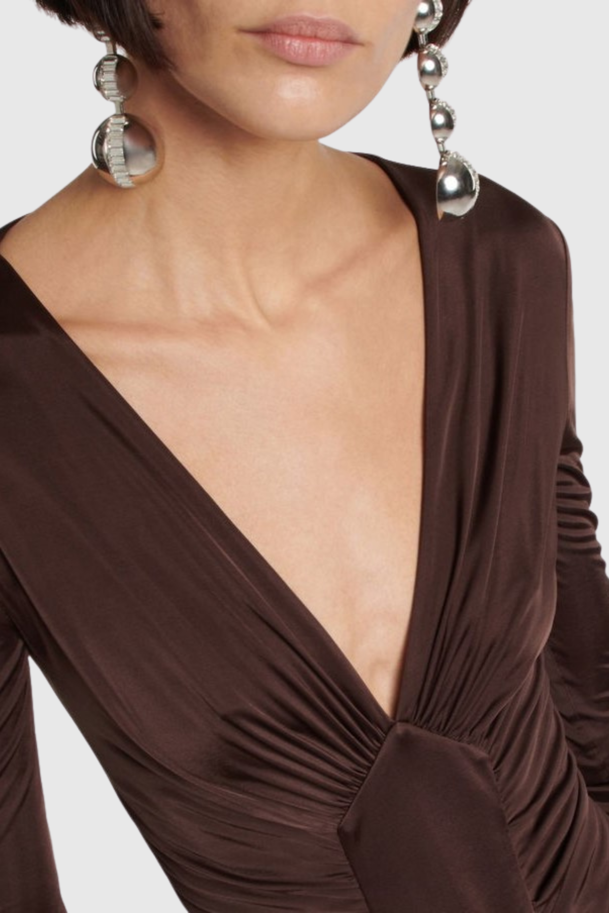 Tilly Ruched Maxi Dress - Brown