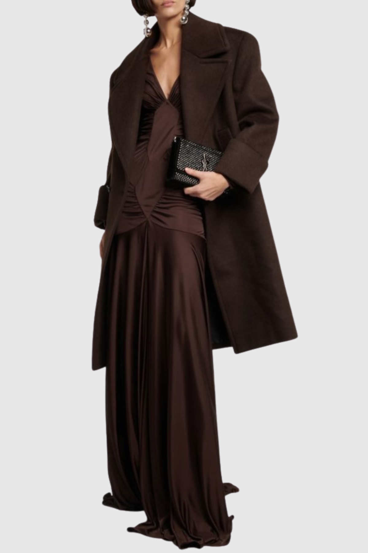 Tilly Ruched Maxi Dress - Brown