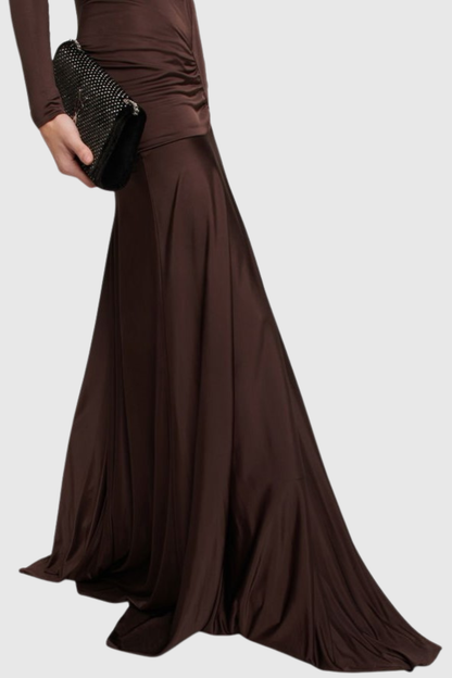 Tilly Ruched Maxi Dress - Brown