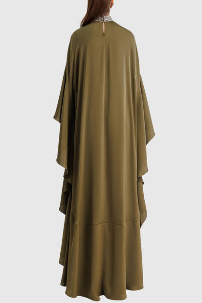 Timna Beaded-collar Ruffle Maxi Dress