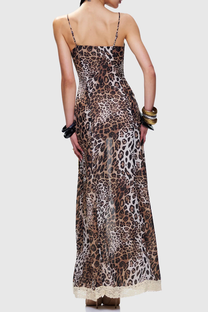 Tirza Leopard Lace Cutout Maxi Dress