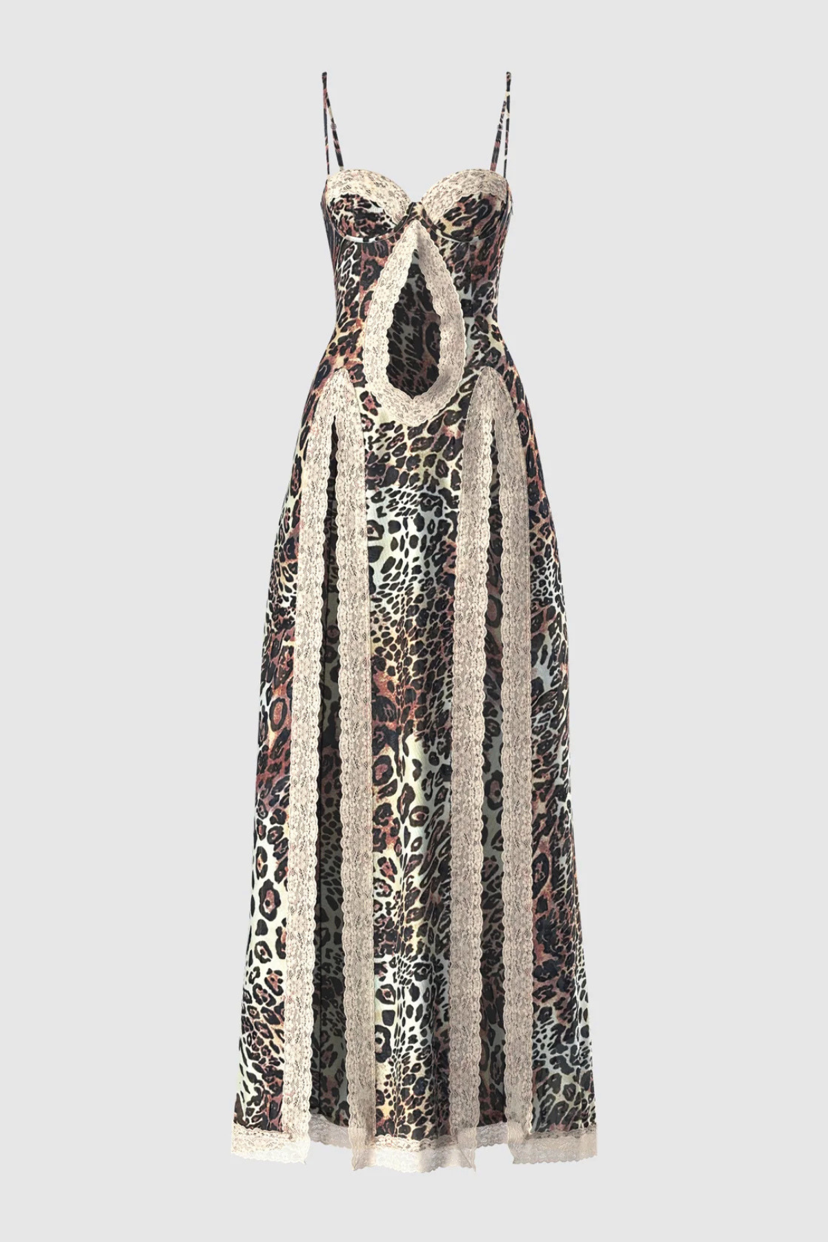 Tirza Leopard Lace Cutout Maxi Dress