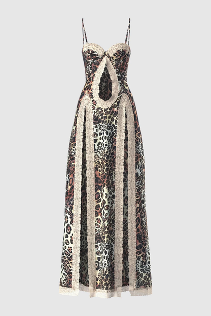 Tirza Leopard Lace Cutout Maxi Dress