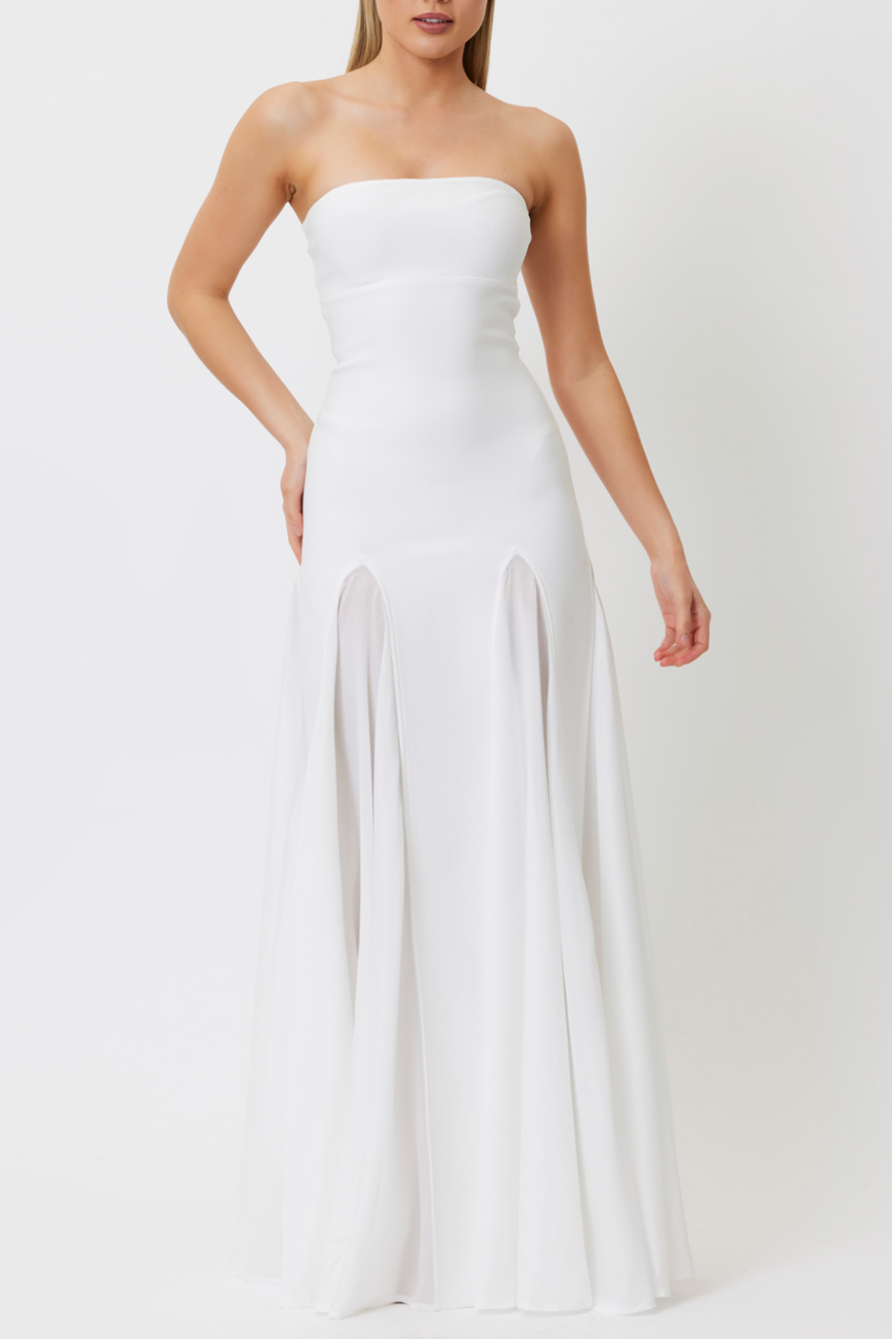 Dimiya Strapless Mesh Maxi Bandage Dress
