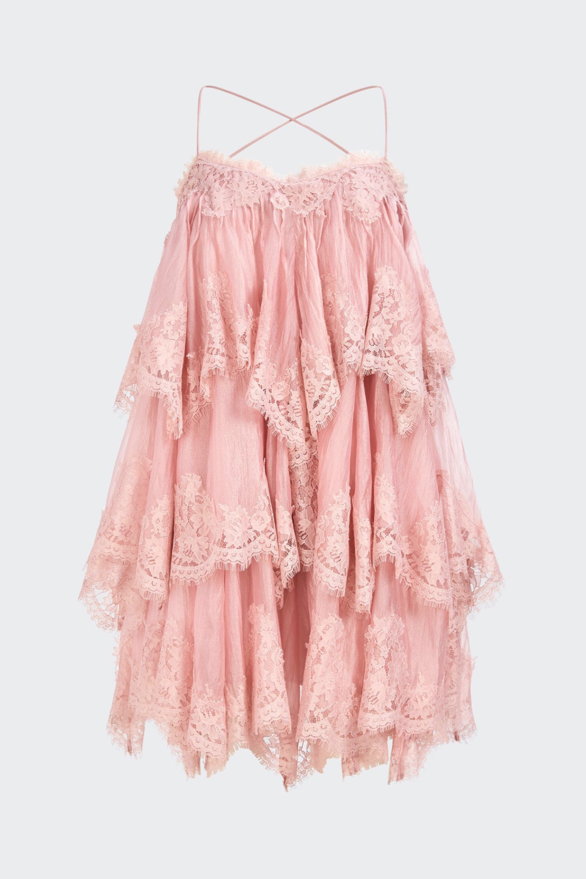 Tobiass Ruffle Lace Trim Mini Dress - Pink