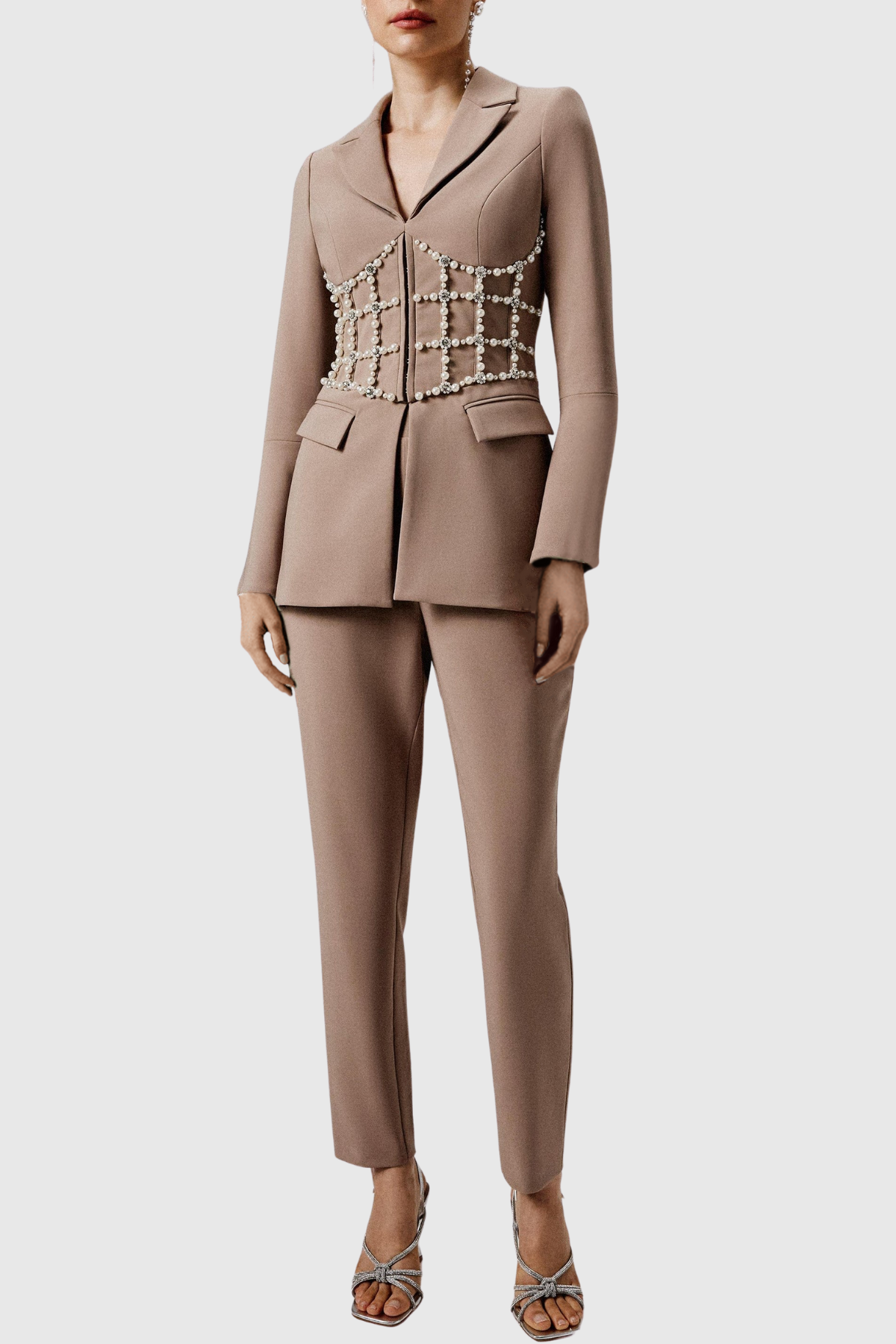 Toivo Pearl Embellished Bandage Blazer