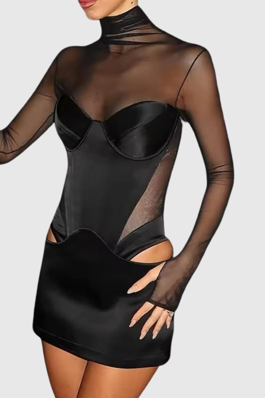 Tomas Mesh Cutout Mini Dress