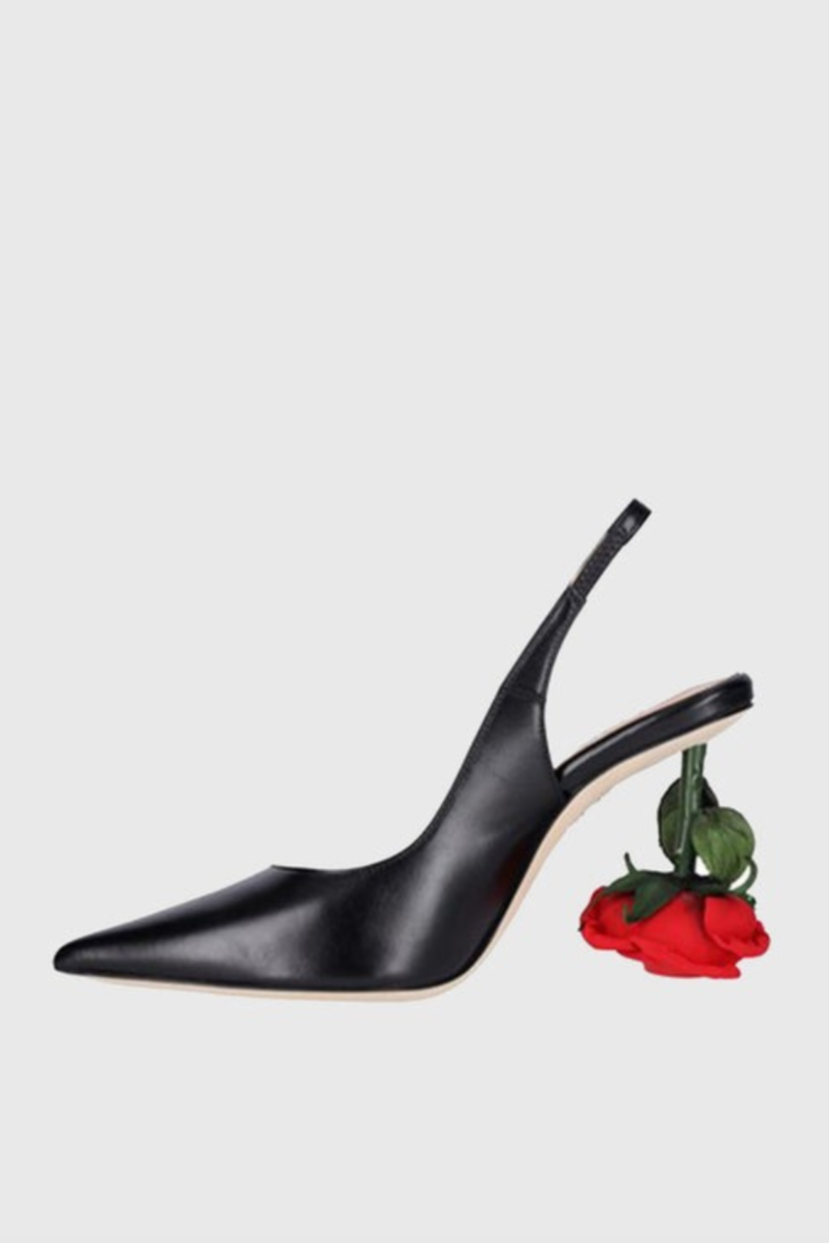 Torqua Rose Heel Leather Slingback Pumps