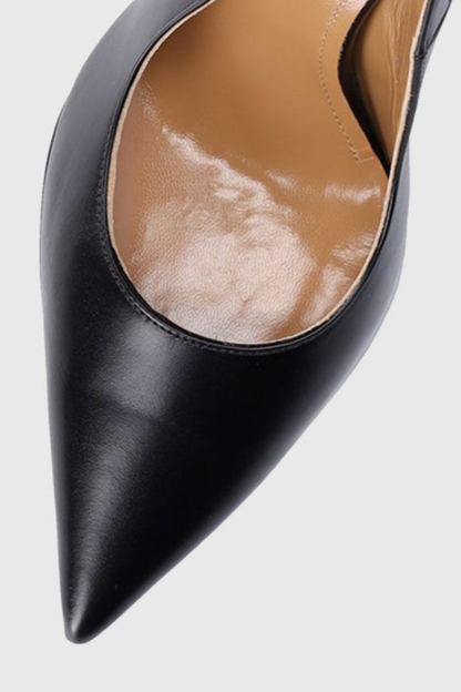 Torqua Rose Heel Leather Slingback Pumps