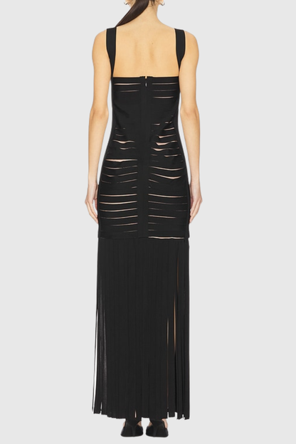 Tosana Fringed Cutout Maxi Bandage Dress