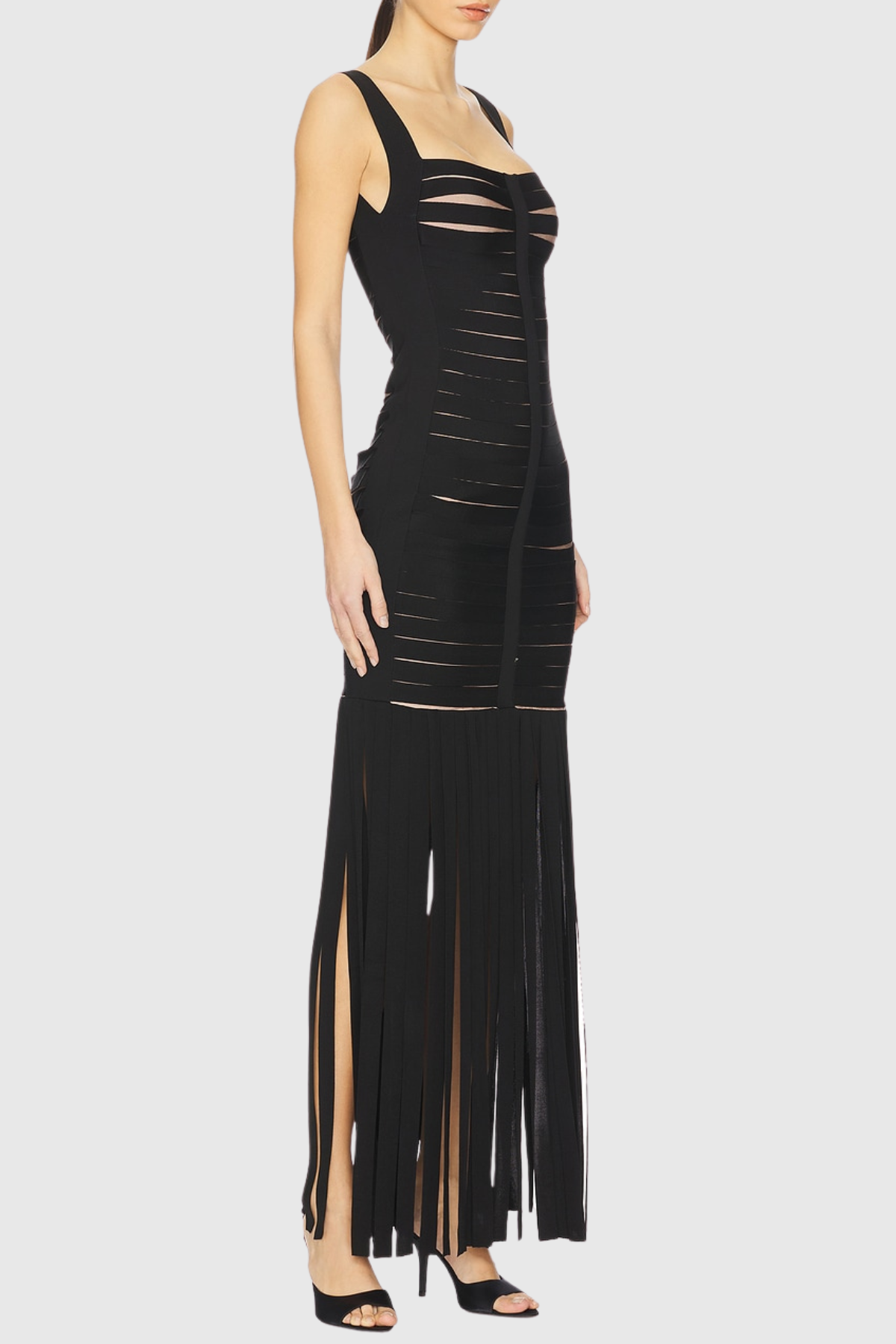 Tosana Fringed Cutout Maxi Bandage Dress
