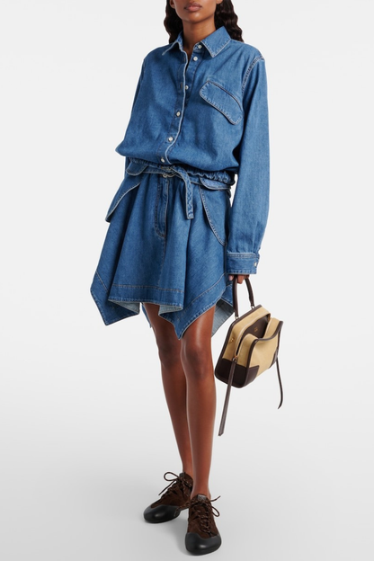 Tossi Belted Denim Mini Skirt