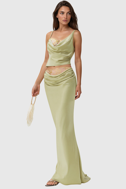 Tovania Lace Draped Top - Green