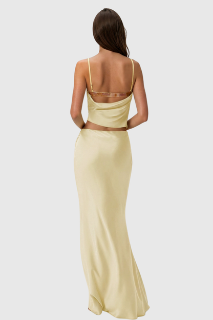 Tovania Lace Draped Top - Yellow