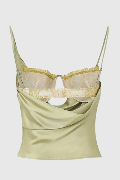 Tovania Lace Draped Top - Green