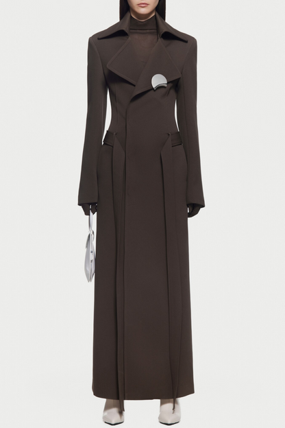 Tranya Metalic Embellished Strap Coat - Brown