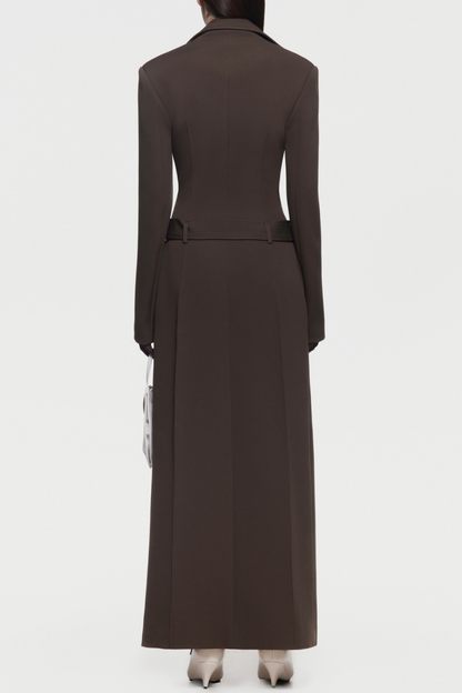 Tranya Metalic Embellished Strap Coat - Brown