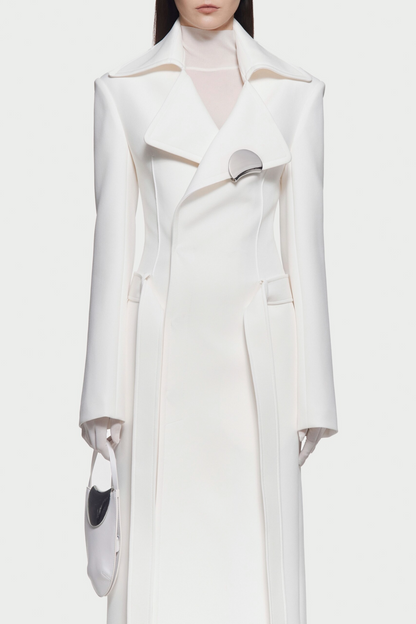 Tranya Metalic Embellished Strap Coat - White