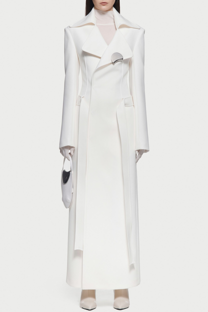 Tranya Metalic Embellished Strap Coat - White